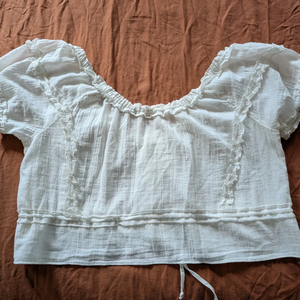 Free People White Ruffled Blouse - Picture 3 of 4